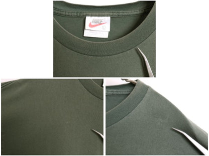 90s USA製 ナイキ スウッシュ パッチ付き 半袖 Tシャツ メンズ L / 旧タグ オールド ヘビーウェイト コットン ワンポイント カットソー 緑