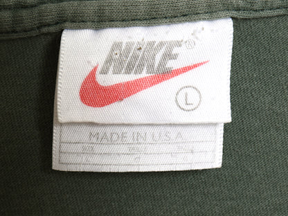 90s USA製 ナイキ スウッシュ パッチ付き 半袖 Tシャツ メンズ L / 旧タグ オールド ヘビーウェイト コットン ワンポイント カットソー 緑