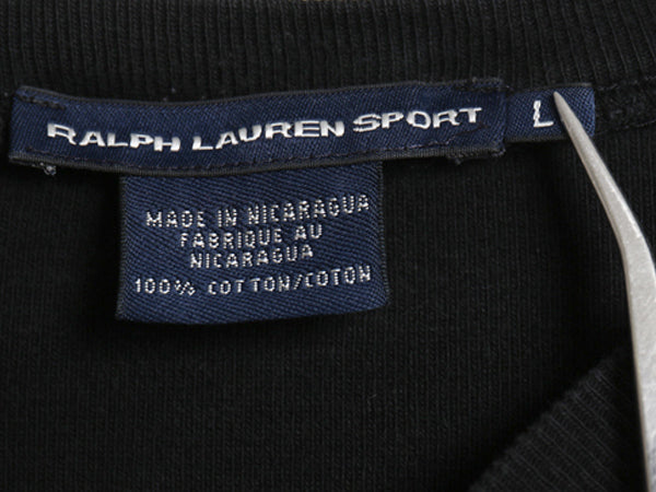 ラルフローレン 長袖 Tシャツ レディース L / ポロ スポーツ ロンT コットン ストレッチ リブ編み カットソー ロングスリーブ トップス 黒