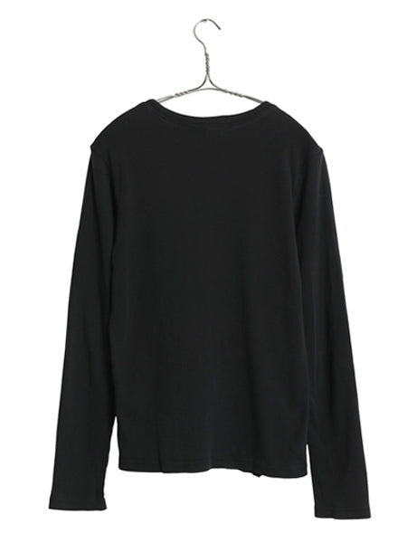 ラルフローレン 長袖 Tシャツ レディース L / ポロ スポーツ ロンT コットン ストレッチ リブ編み カットソー ロングスリーブ トップス 黒
