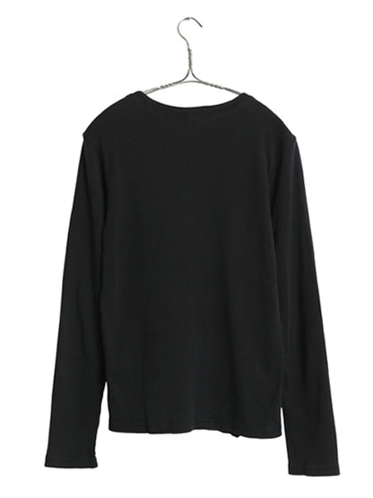 ラルフローレン 長袖 Tシャツ レディース L / ポロ スポーツ ロンT コットン ストレッチ リブ編み カットソー ロングスリーブ トップス 黒