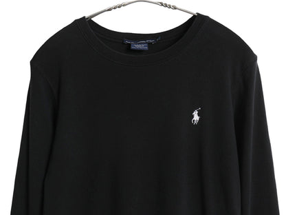 ラルフローレン 長袖 Tシャツ レディース L / ポロ スポーツ ロンT コットン ストレッチ リブ編み カットソー ロングスリーブ トップス 黒