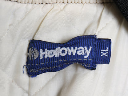 80s ★ HOLLOWAY ナイロン レーシング ジャケット メンズ XL / ヴィンテージ バック プリント 中綿 キルティング ジャンバー ブルゾン 黒