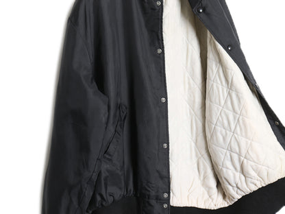 80s ★ HOLLOWAY ナイロン レーシング ジャケット メンズ XL / ヴィンテージ バック プリント 中綿 キルティング ジャンバー ブルゾン 黒