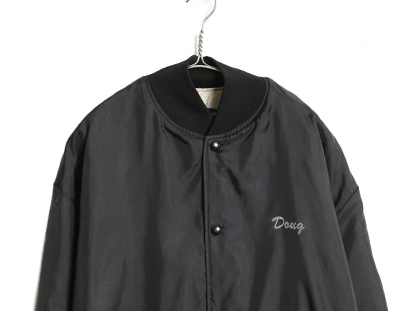 80s ★ HOLLOWAY ナイロン レーシング ジャケット メンズ XL / ヴィンテージ バック プリント 中綿 キルティング ジャンバー ブルゾン 黒