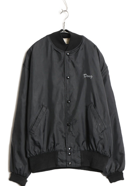 80s ★ HOLLOWAY ナイロン レーシング ジャケット メンズ XL / ヴィンテージ バック プリント 中綿 キルティング ジャンバー ブルゾン 黒