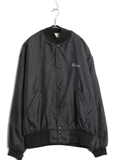 80s ★ HOLLOWAY ナイロン レーシング ジャケット メンズ XL / ヴィンテージ バック プリント 中綿 キルティング ジャンバー ブルゾン 黒