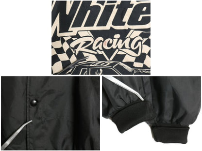 80s ★ HOLLOWAY ナイロン レーシング ジャケット メンズ XL / ヴィンテージ バック プリント 中綿 キルティング ジャンバー ブルゾン 黒