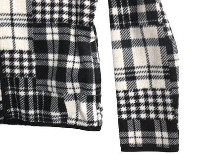 00s ローレン ラルフローレン フルジップ フリース ジャケット レディース S 古着 オールド ポロ パッチワーク チェック ジャンパー 黒 白