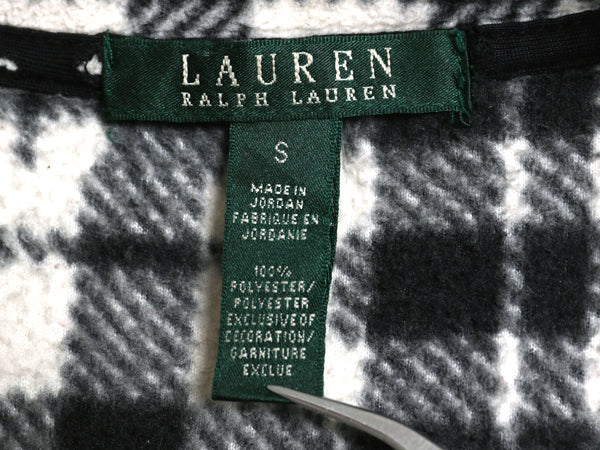 00s ローレン ラルフローレン フルジップ フリース ジャケット レディース S 古着 オールド ポロ パッチワーク チェック ジャンパー 黒 白