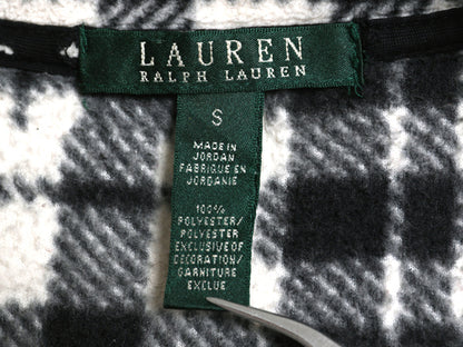 00s ローレン ラルフローレン フルジップ フリース ジャケット レディース S 古着 オールド ポロ パッチワーク チェック ジャンパー 黒 白