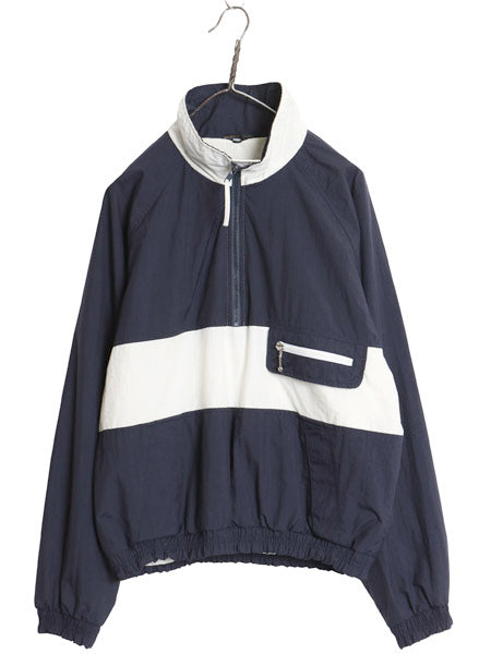 80s ブルックスブラザーズ ハーフジップ ナイロン ジャケット メンズ M / ヴィンテージ ブルゾン ジャンパー プルオーバー ツートン 紺 白