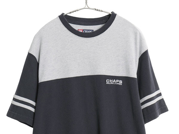 90s チャップス ラルフローレン 鹿の子 半袖 Tシャツ メンズ M 古着 オールド ポロ フットボール タイプ ヘビーウェイト コットン ツートン