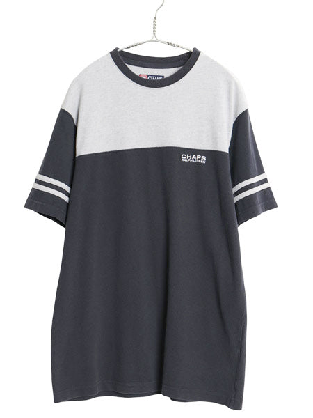 90s チャップス ラルフローレン 鹿の子 半袖 Tシャツ メンズ M 古着 オールド ポロ フットボール タイプ ヘビーウェイト コットン ツートン