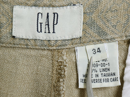 00s オールド ギャップ 総柄 ショートパンツ メンズ 34 高級 100% リネン ショーツ 短パン ノータック ハーフパンツ ゆったり マルチカラー