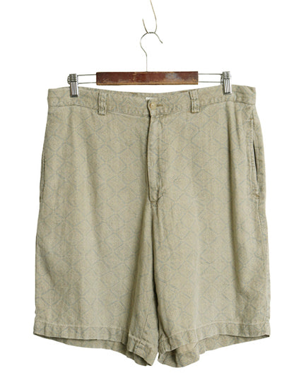 00s オールド ギャップ 総柄 ショートパンツ メンズ 34 高級 100% リネン ショーツ 短パン ノータック ハーフパンツ ゆったり マルチカラー