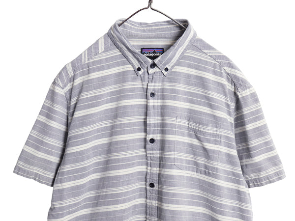 パタゴニア ブラフサイド シャツ メンズ XL 古着 16年製 半袖シャツ ボーダー オーガニック コットン ボタンダウン ゆったり 大きいサイズ