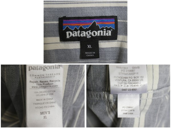 パタゴニア ブラフサイド シャツ メンズ XL 古着 16年製 半袖シャツ ボーダー オーガニック コットン ボタンダウン ゆったり 大きいサイズ
