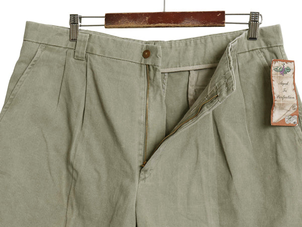 デッドストック 90s USA製 COTTON SUPPLY ショートパンツ メンズ 36 オールド ショーツ 短パン ハーフパンツ ツータック コットン ツイル 