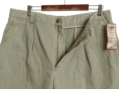 デッドストック 90s USA製 COTTON SUPPLY ショートパンツ メンズ 36 オールド ショーツ 短パン ハーフパンツ ツータック コットン ツイル 