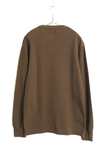 ポロ ラルフローレン 長袖 サーマル Tシャツ メンズ L / ロンT ワッフル カットソー ワンポイント ストレッチ インナー シンプル ブラウン