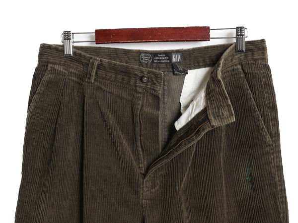 00s オールド ギャップ 太畝 コーデュロイ パンツ メンズ 34 30 / ストレート ツータック コットン スラックス ボトムス 裾ダブル ゆったり
