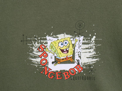 00s ★ スポンジボブ イラスト プリント Tシャツ メンズ XL / 古着 オールド 当時物 キャラクター アニメ グラフィック オリーブ ALLSPORT