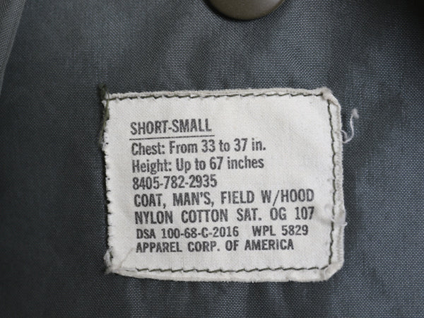 60s グレーライナー ★ 米軍実物 US ARMY M-65 フィールド ジャケット SMALL SHORT / ヴィンテージ 68年製 軍物 ミリタリー 2nd M65 アルミ