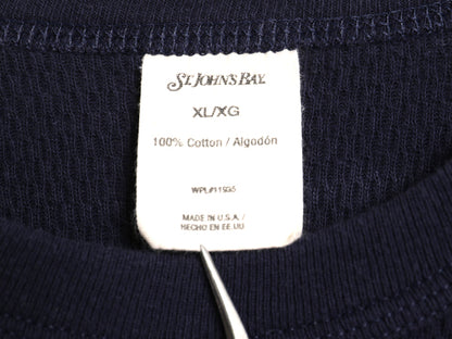 90s USA製 セントジョンズベイ 長袖 サーマル Tシャツ メンズ XL 古着 オールド ロンT ワッフル 無地 カットソー インナー 大きいサイズ 紺