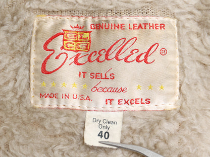 70s 80s USA製 EXCELLED G-1 タイプ 本革 レザー フライト ジャケット メンズ M 程 ヴィンテージ A-2 革ジャン ボンバー ボア ライナー付き