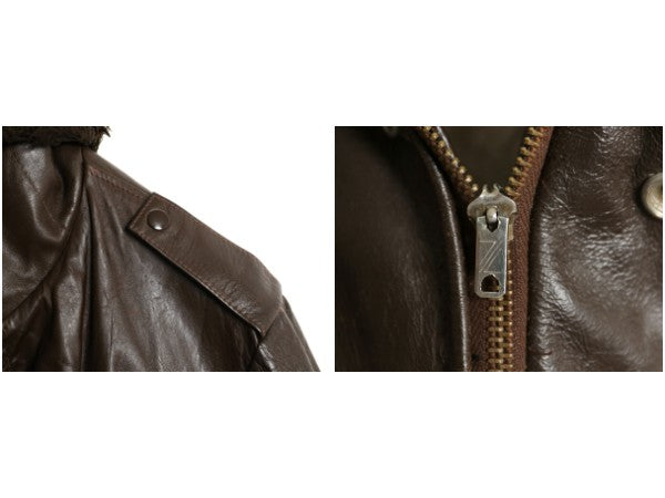 70s 80s USA製 EXCELLED G-1 タイプ 本革 レザー フライト ジャケット メンズ M 程 ヴィンテージ A-2 革ジャン ボンバー ボア ライナー付き