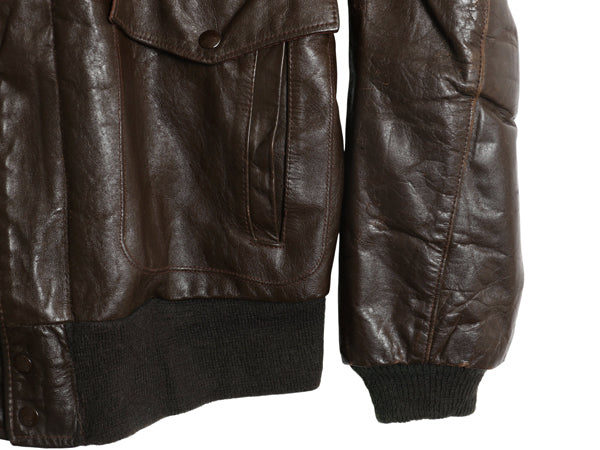 70s 80s USA製 EXCELLED G-1 タイプ 本革 レザー フライト ジャケット メンズ M 程 ヴィンテージ A-2 革ジャン ボンバー ボア ライナー付き