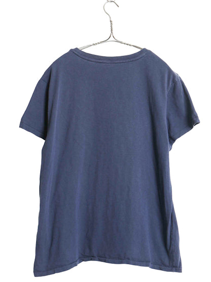 ポロ ラルフローレン 半袖 Tシャツ レディース XL ヴィンテージ 加工 星条旗 ロゴ コットン カットソー シングルステッチ 大きいサイズ 紺