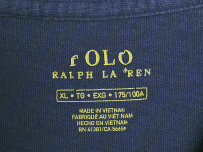 ポロ ラルフローレン 半袖 Tシャツ レディース XL ヴィンテージ 加工 星条旗 ロゴ コットン カットソー シングルステッチ 大きいサイズ 紺