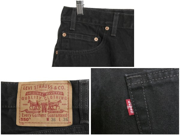 00s USA製 リーバイス 550 ブラック デニム パンツ メンズ 36 36 / オールド リラックス フィット テーパード ジーンズ ジーパン 赤タブ 黒