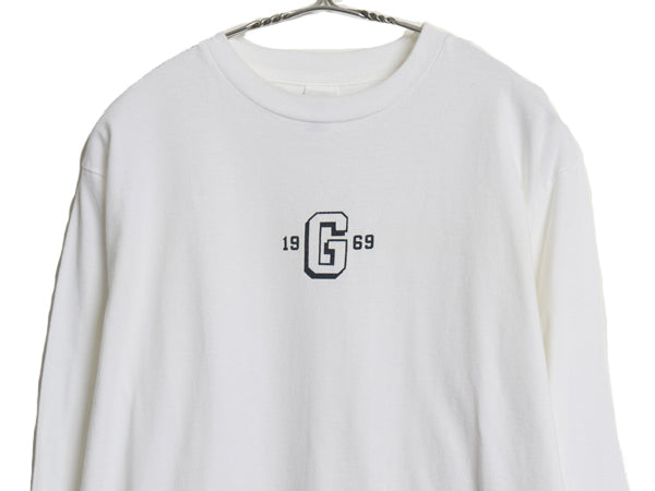 00s オールド ギャップ ロゴ プリント 長袖 Tシャツ メンズ XS 古着 旧タグ ロンT ロングTシャツ 白Tシャツ ロングスリーブ ヘビーウェイト