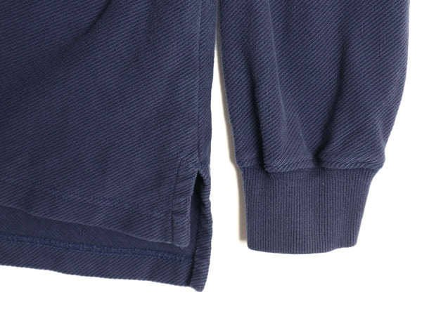 90s エディーバウアー 長袖 ポロシャツ メンズ XL 古着 黒タグ オールド ヘビーウェイト コットン ツイル 無地 長袖シャツ 大きいサイズ 紺
