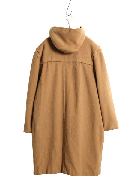 80s USA製 エルエルビーン ダッフル コート レディース L / ヴィンテージ 旧タグ メルトン ウール ロング チェック ライナー付き キャメル