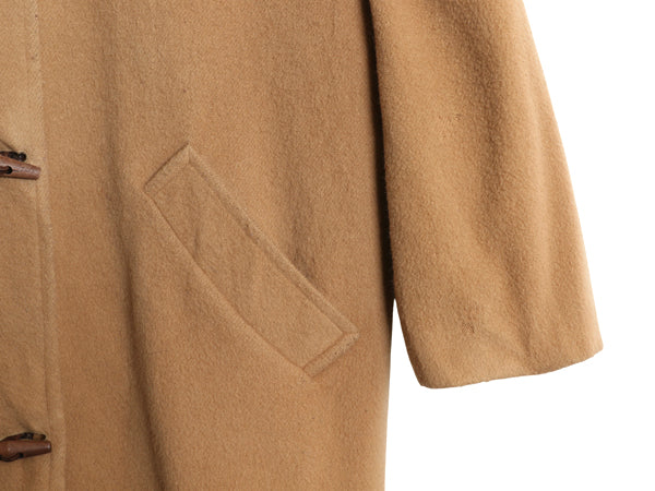 80s USA製 エルエルビーン ダッフル コート レディース L / ヴィンテージ 旧タグ メルトン ウール ロング チェック ライナー付き キャメル