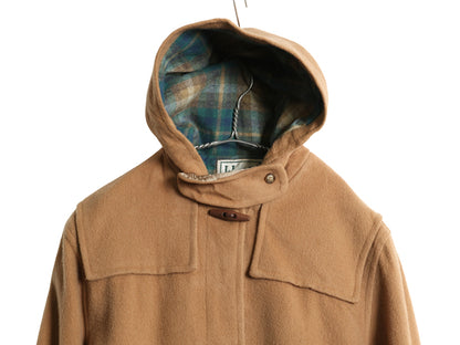 80s USA製 エルエルビーン ダッフル コート レディース L / ヴィンテージ 旧タグ メルトン ウール ロング チェック ライナー付き キャメル