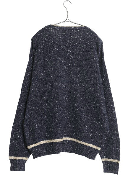 00s USA製 ウールリッチ ニット セーター メンズ L / 旧タグ オールド Vネック ウール ミドルゲージ リンガー タイプ ネップ 長袖ニット 紺