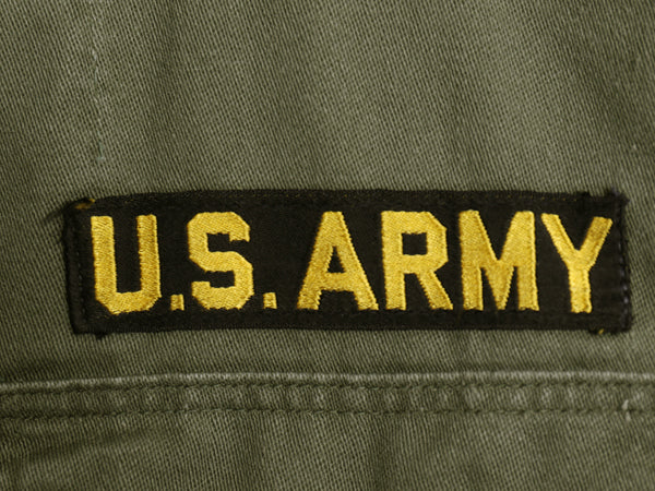 60s 米軍実物 US ARMY コットン サテン ユーティリティ シャツ L ヴィンテージ OG107 筒袖 3rd モデル ミリタリー 軍物 フルパッチ カーキ