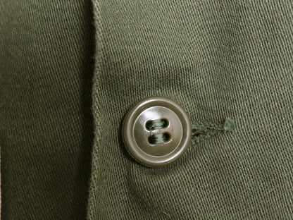 60s 米軍実物 US ARMY コットン サテン ユーティリティ シャツ L ヴィンテージ OG107 筒袖 3rd モデル ミリタリー 軍物 フルパッチ カーキ