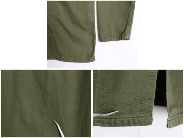 60s 米軍実物 US ARMY コットン サテン ユーティリティ シャツ L ヴィンテージ OG107 筒袖 3rd モデル ミリタリー 軍物 フルパッチ カーキ