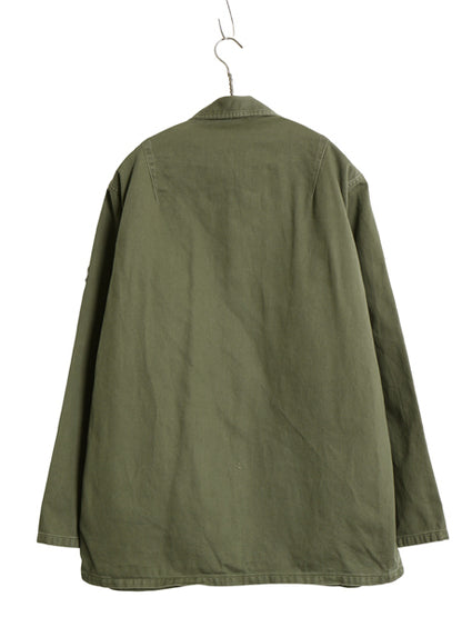 60s 米軍実物 US ARMY コットン サテン ユーティリティ シャツ L ヴィンテージ OG107 筒袖 3rd モデル ミリタリー 軍物 フルパッチ カーキ