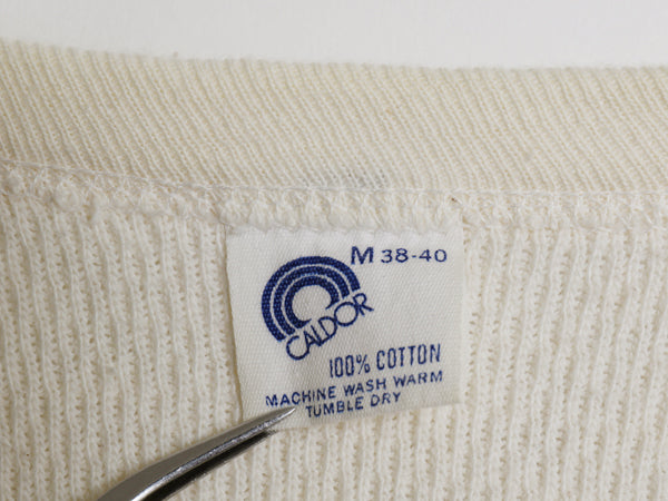 70s 80s 長袖 サーマル Tシャツ メンズ M / ヴィンテージ クルーネック アンダーシャツ インナー ロンT ワッフル 100% コットン ナチュラル