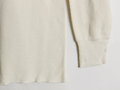 70s 80s 長袖 サーマル Tシャツ メンズ M / ヴィンテージ クルーネック アンダーシャツ インナー ロンT ワッフル 100% コットン ナチュラル