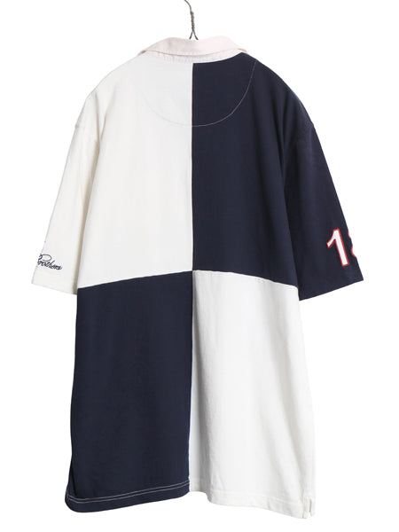 ブルックスブラザーズ 半袖 ラガーシャツ メンズ XL 古着 半袖シャツ ラグビー ポロシャツ ナンバリング クレイジー パターン 大きいサイズ