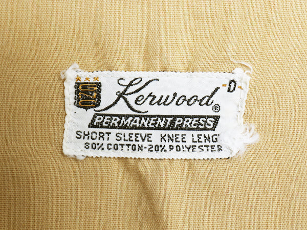 60s  Kenwood 半袖 パジャマ シャツ メンズ L 程/ ヴィンテージ グランジ ノーカラー ボックス ポケット付き 無地 薄手 シワになりにくい