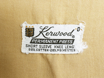 60s  Kenwood 半袖 パジャマ シャツ メンズ L 程/ ヴィンテージ グランジ ノーカラー ボックス ポケット付き 無地 薄手 シワになりにくい